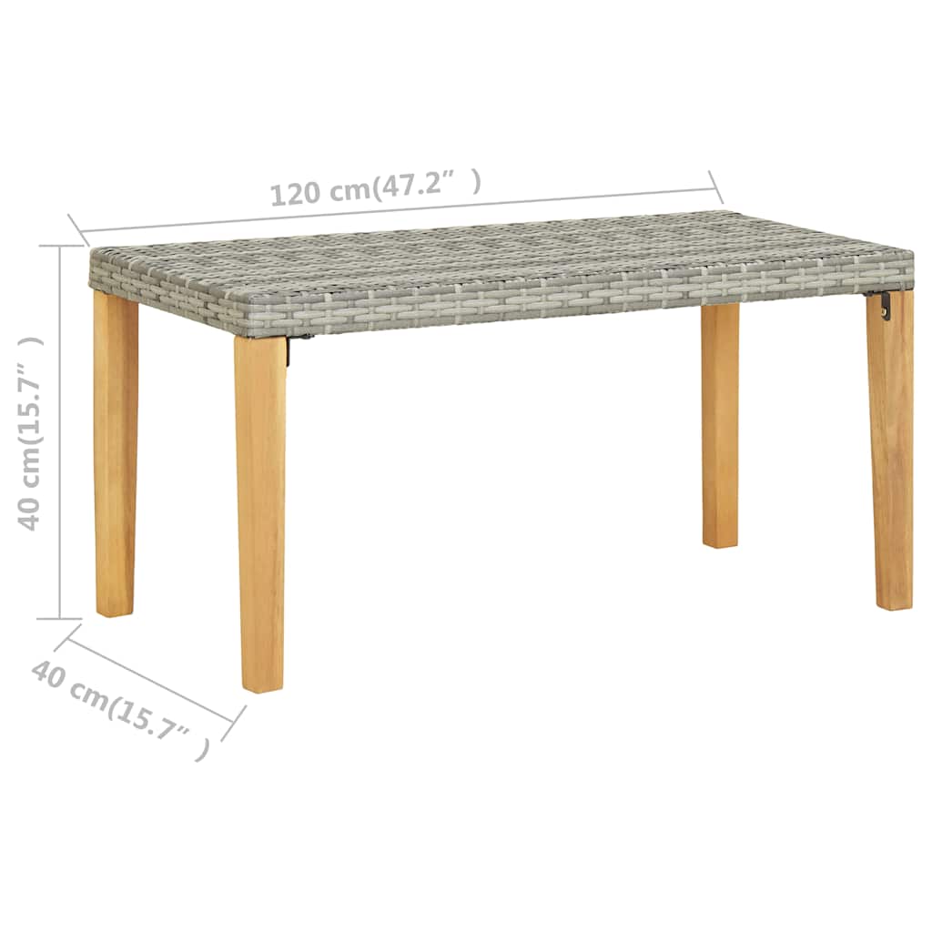 46489 vidaXL Garden Bench 120 cm Grey Poly Rattan and Solid Acacia Wood