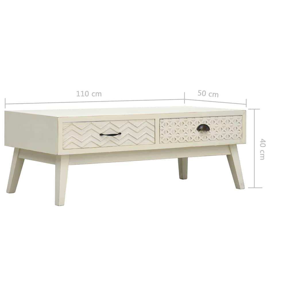 285751 vidaXL Coffee Table with 2 Drawers Carving Grey 110x50x40 cm Wood