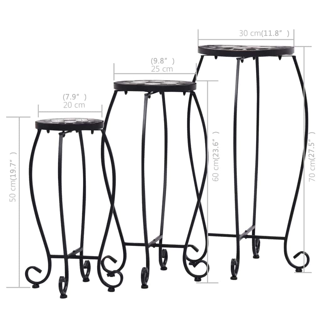 Table | Set of 3 | Black and White | Iron and Ceramic | Small | Durable
