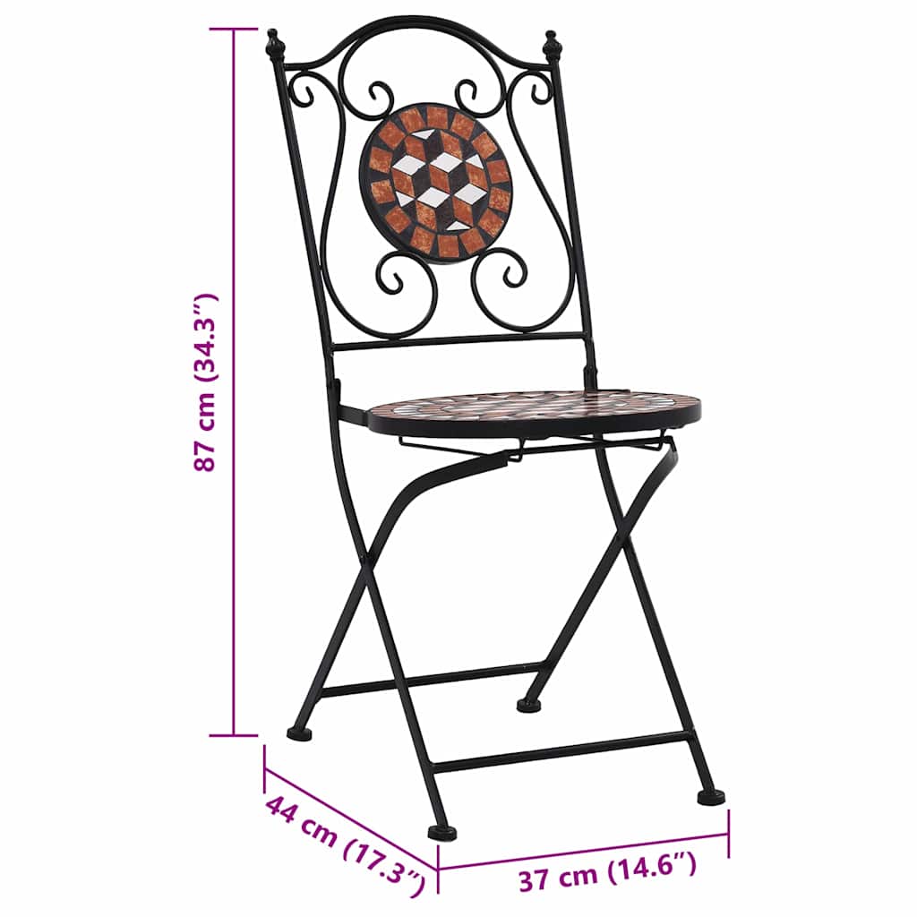 Mosaic Folding Chairs 2 pcs Brown Ceramic