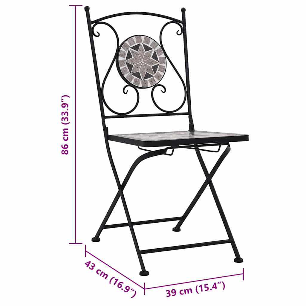 Mosaic Folding Chairs 2 pcs Grey