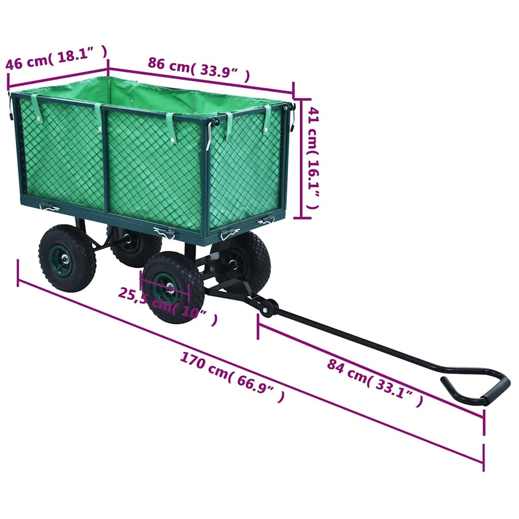 145510 vidaXL Garden Hand Trolley Green 350 kg