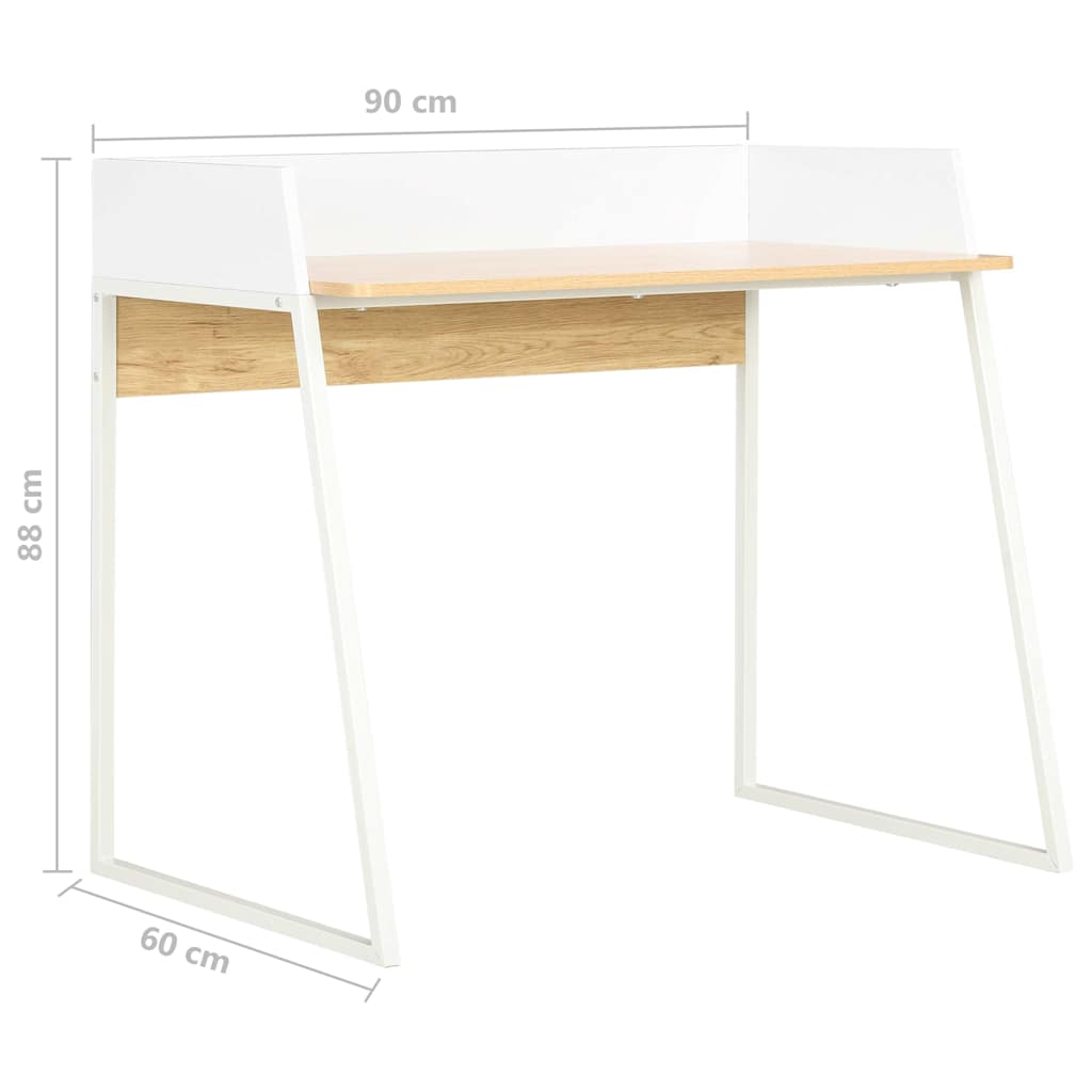 20265 vidaXL Desk White and Oak 90x60x88 cm