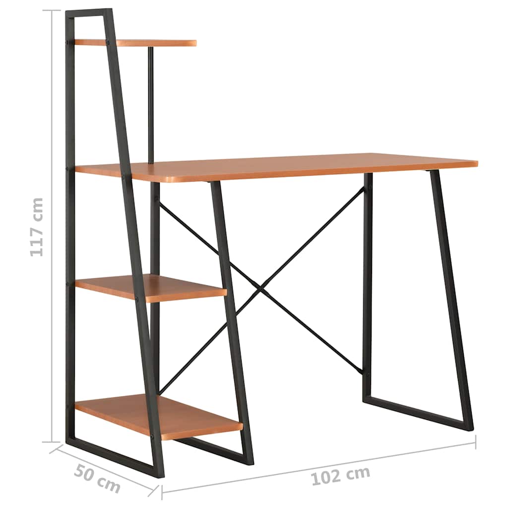 20285 vidaXL Desk with Shelving Unit Black and Brown 102x50x117 cm