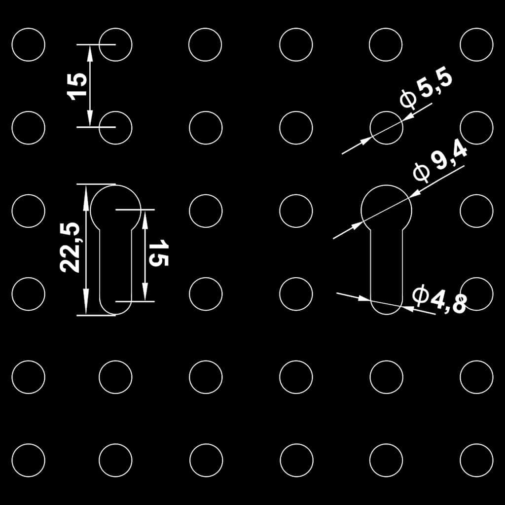 145352 vidaXL Wall-mounted Peg Boards 4 pcs 40x58 cm Steel