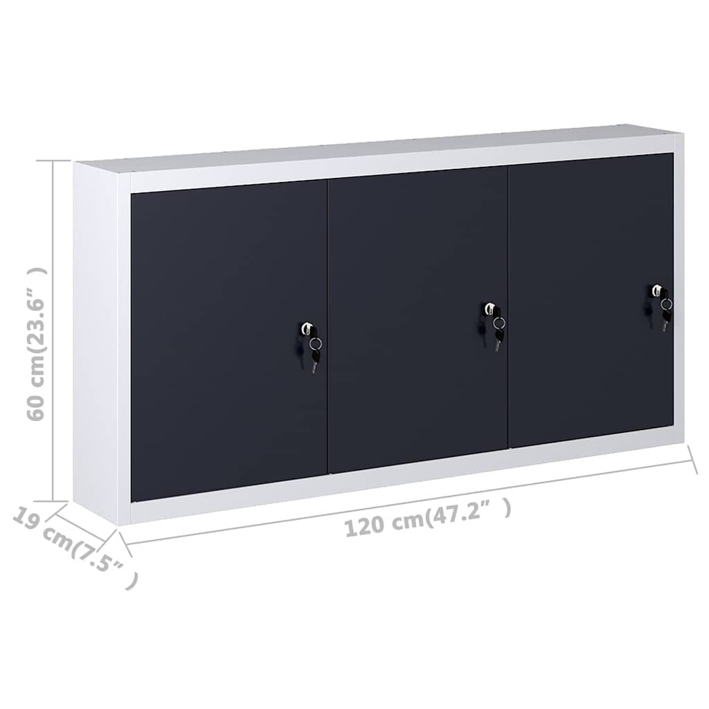 145353 vidaXL Wall Mounted Tool Cabinet Industrial Style Metal Grey and Black