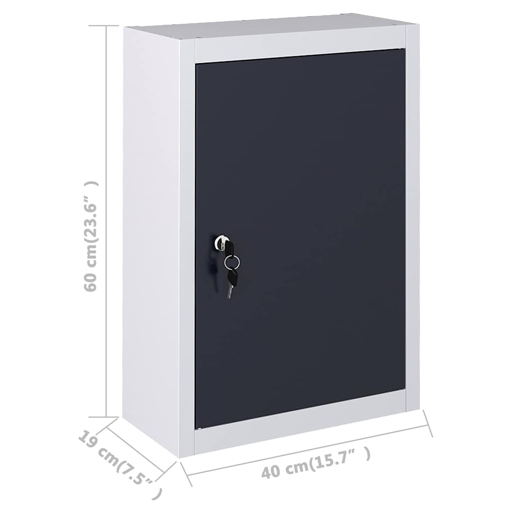 145354 vidaXL Wall Mounted Tool Cabinet Industrial Style Metal Grey and Black