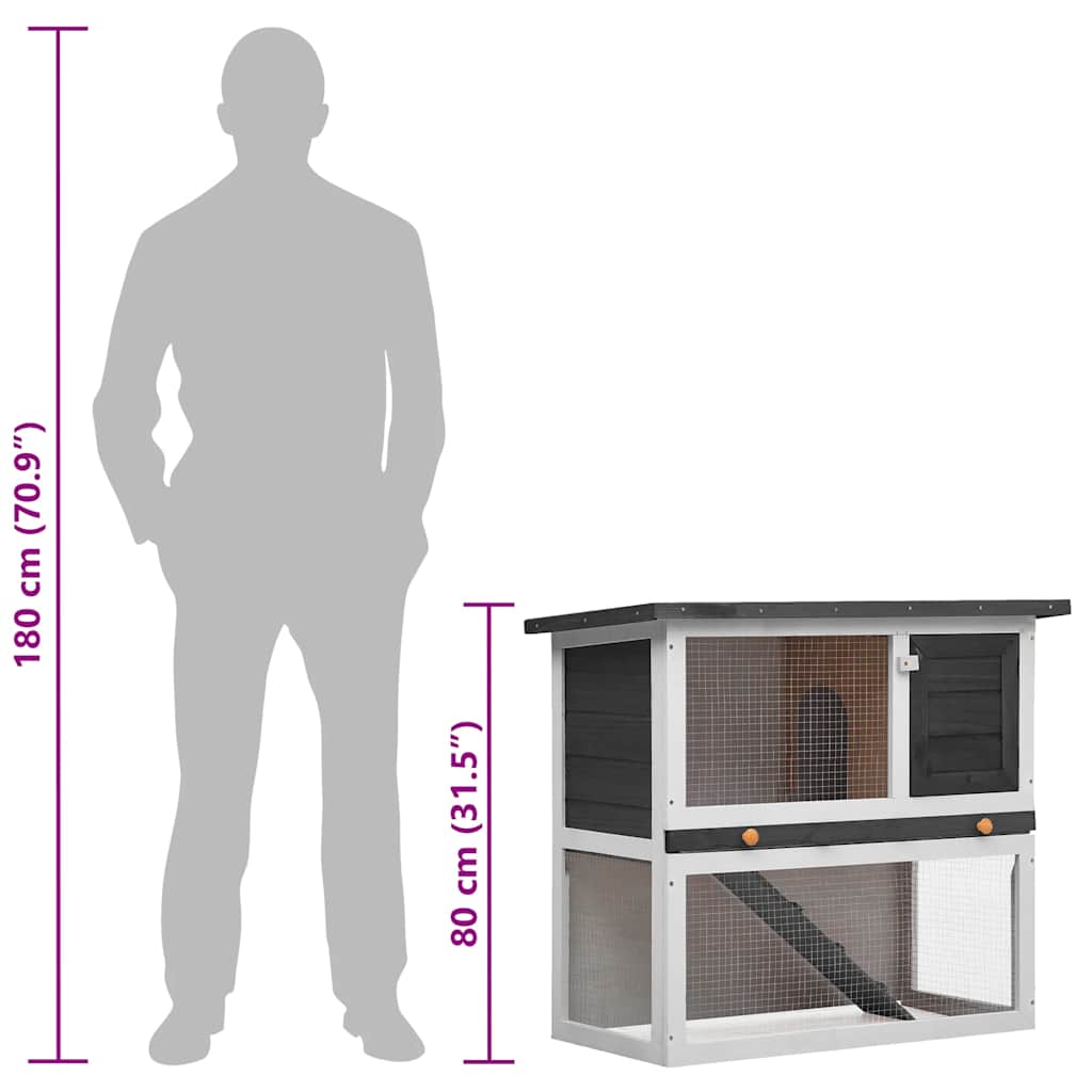 Outdoor Rabbit Hutch 1 Door Grey Wood