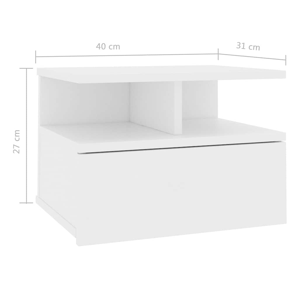 800406 vidaXL Floating Nightstands 2 pcs White 40x31x27 cm Engineered Wood