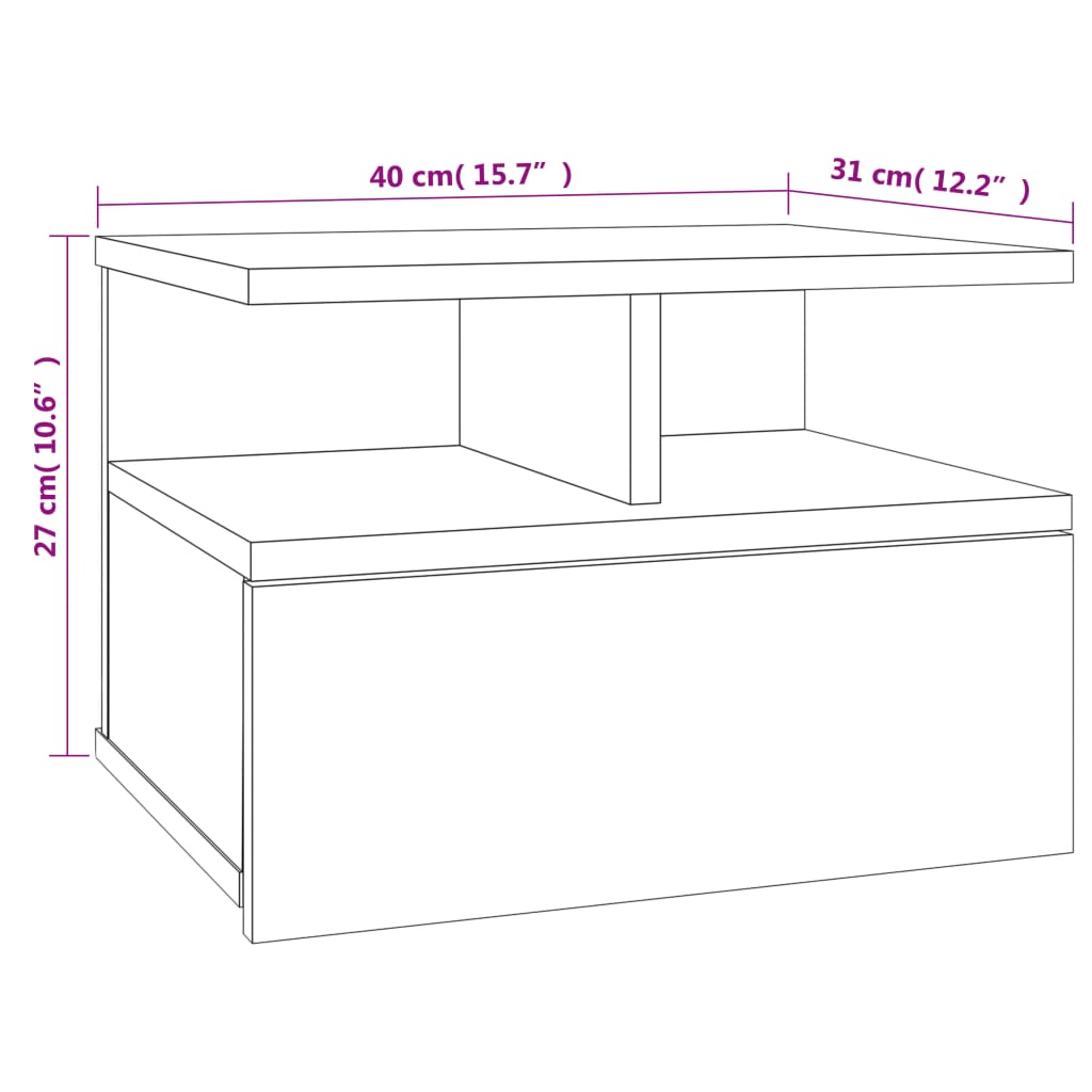 Floating Nightstand Concrete Grey 40x31x27cm Engineered Wood
