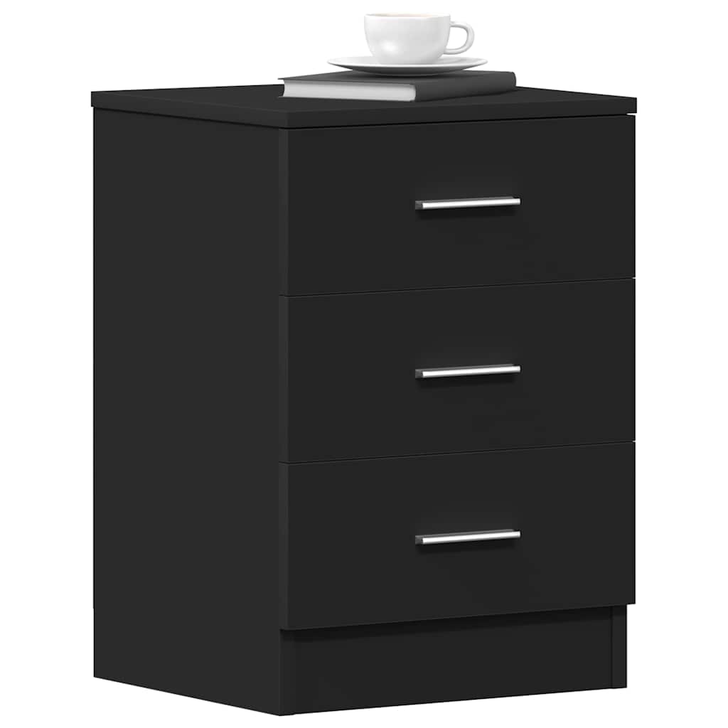 800453 vidaXL Bedside Cabinets 2 pcs Black 38x35x56 cm Engineered Wood