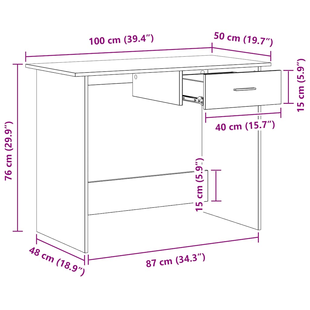 Desk Sonoma Oak 100x50x76 cm Engineered Wood