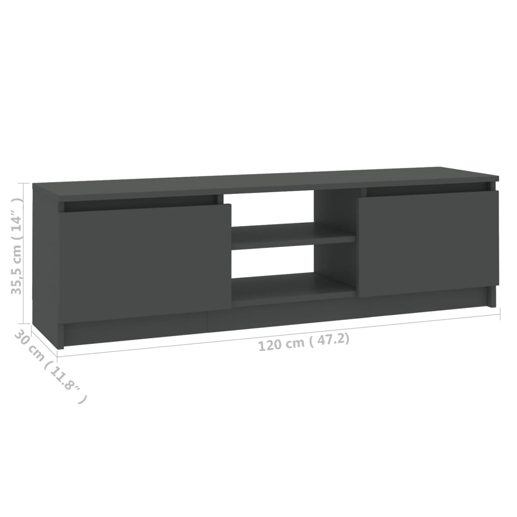 TV Cabinet Grey 120x30x35.5 cm Engineered Wood