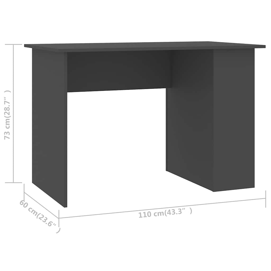 800578 vidaXL Desk Grey 110x60x73 cm Engineered Wood