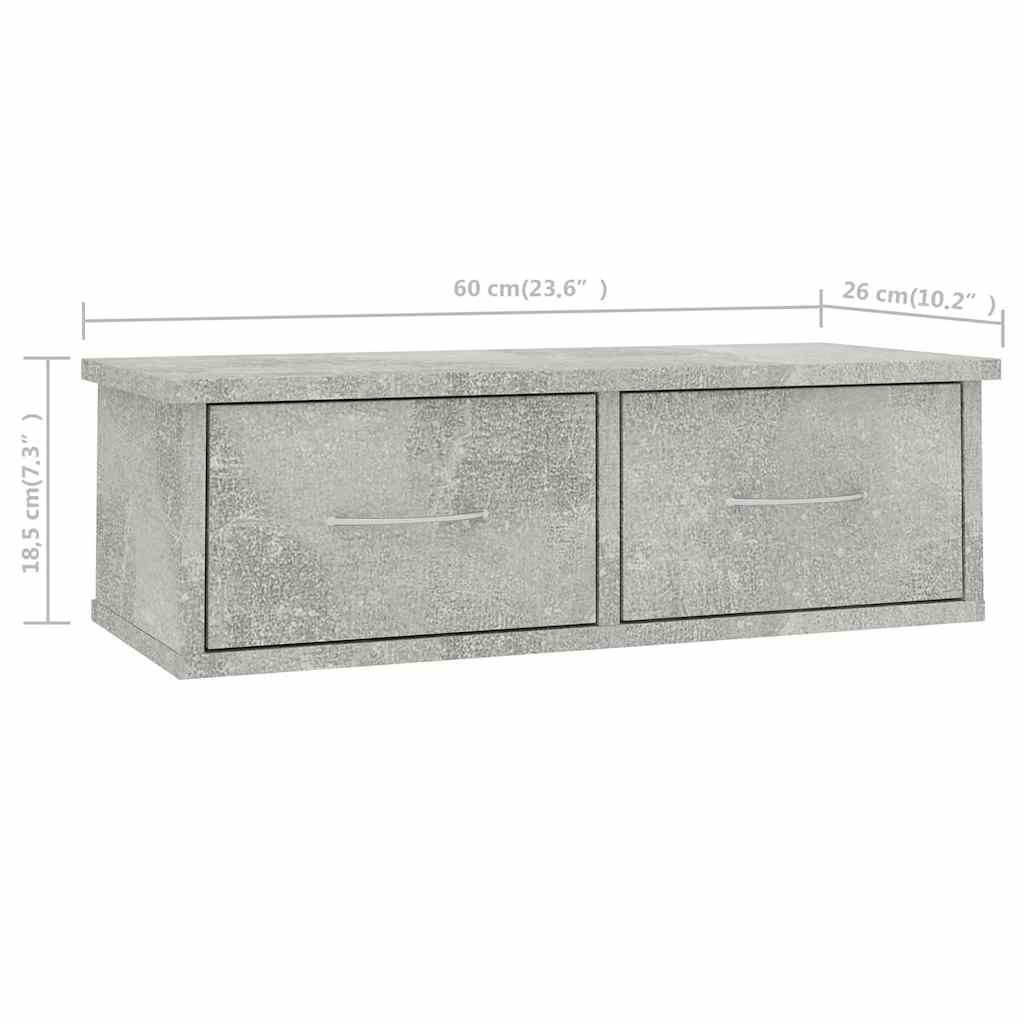 Wall-mounted Drawer Shelf Concrete Grey 60x26x18.5 cm