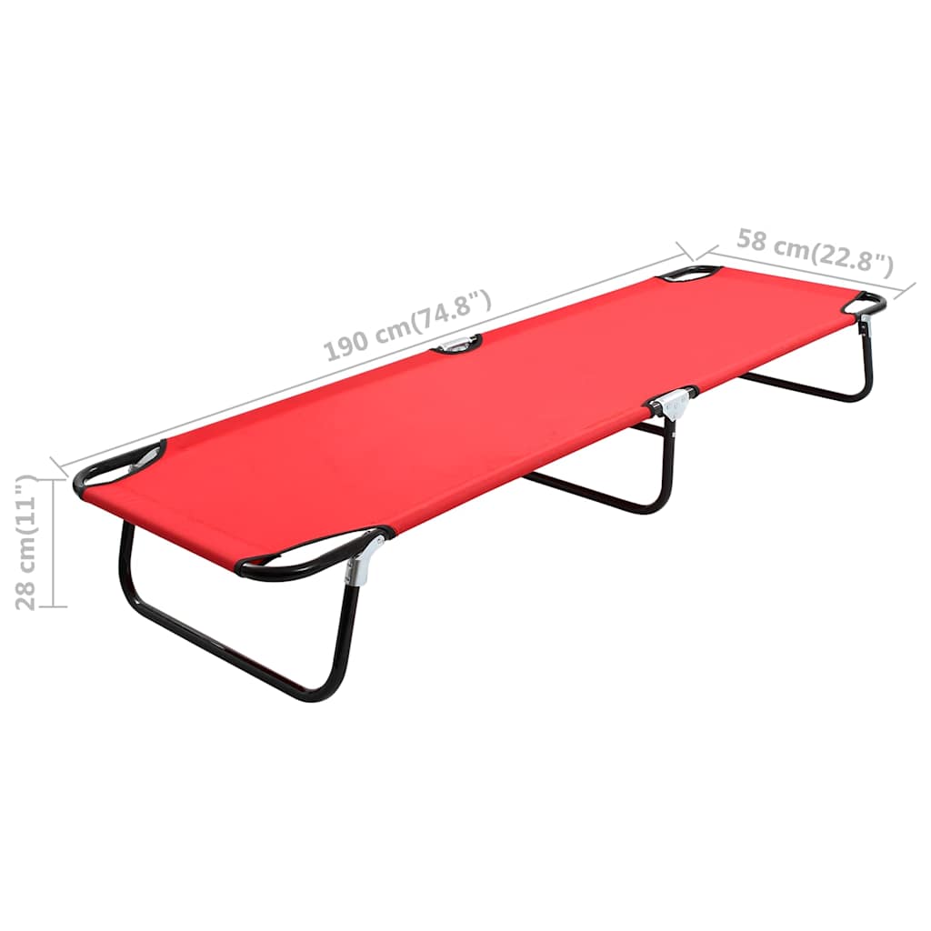 47756 vidaXL Folding Sun Lounger Red Steel