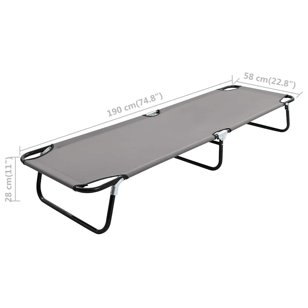 47757 vidaXL Folding Sun Lounger Grey Steel
