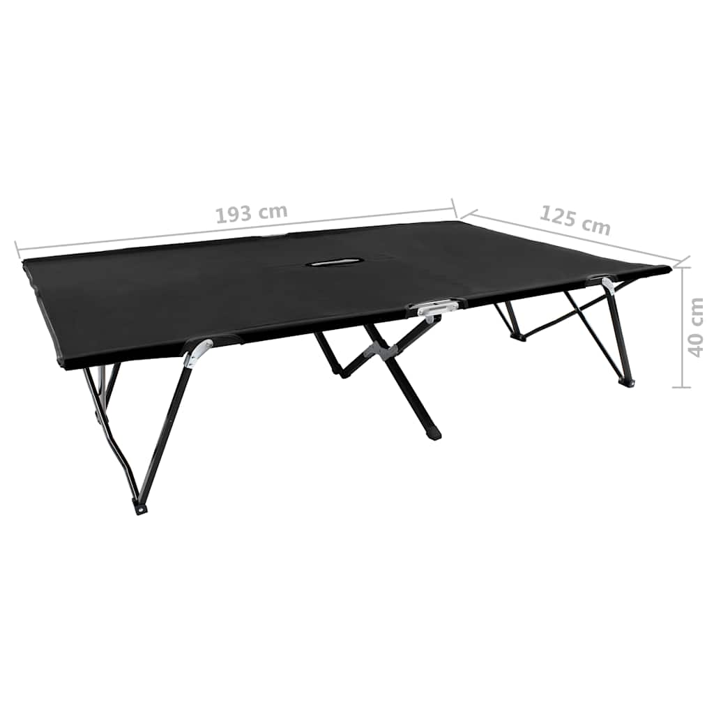 47760 vidaXL Two Person Folding Sun Lounger Black Steel