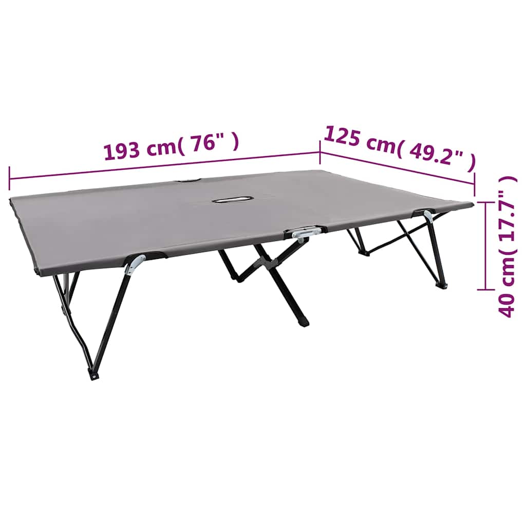 47762 vidaXL Two Person Folding Sun Lounger Grey Steel