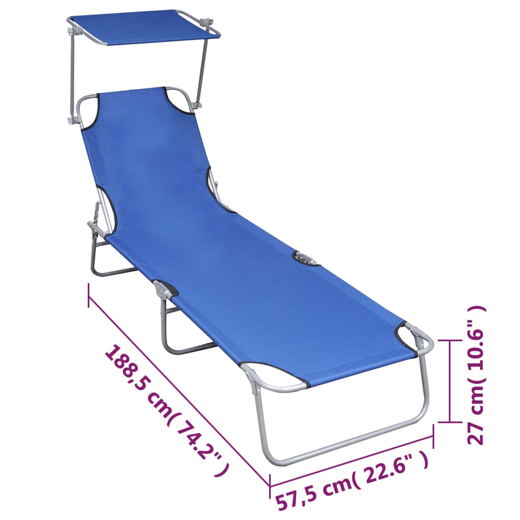 Sunlounger | Blue | Powder-coated aluminium | Standard | Foldable