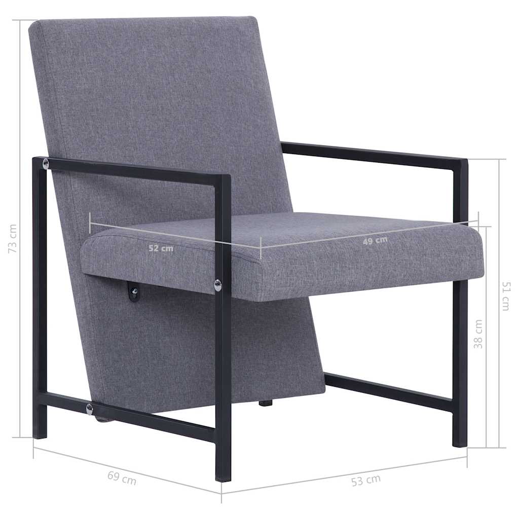 Armchair with Chrome Feet Light Grey Fabric