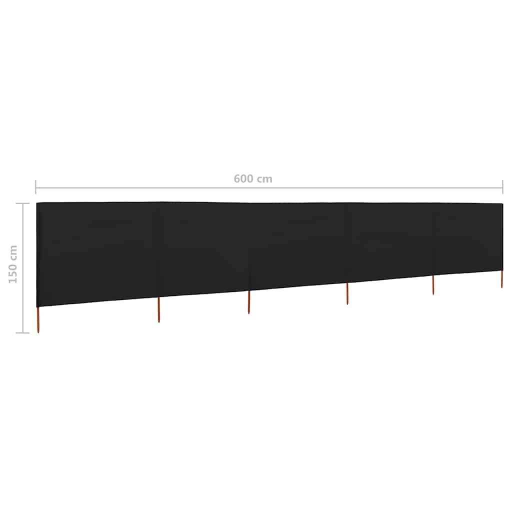 47164 vidaXL 5-panel Wind Screen Fabric 600x120 cm Black