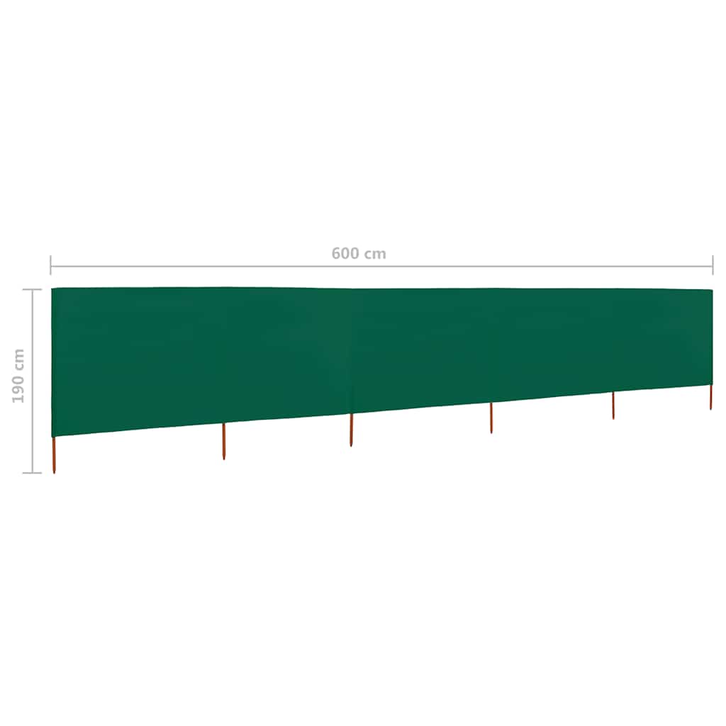 47167 vidaXL 5-panel Wind Screen Fabric 600x160 cm Green
