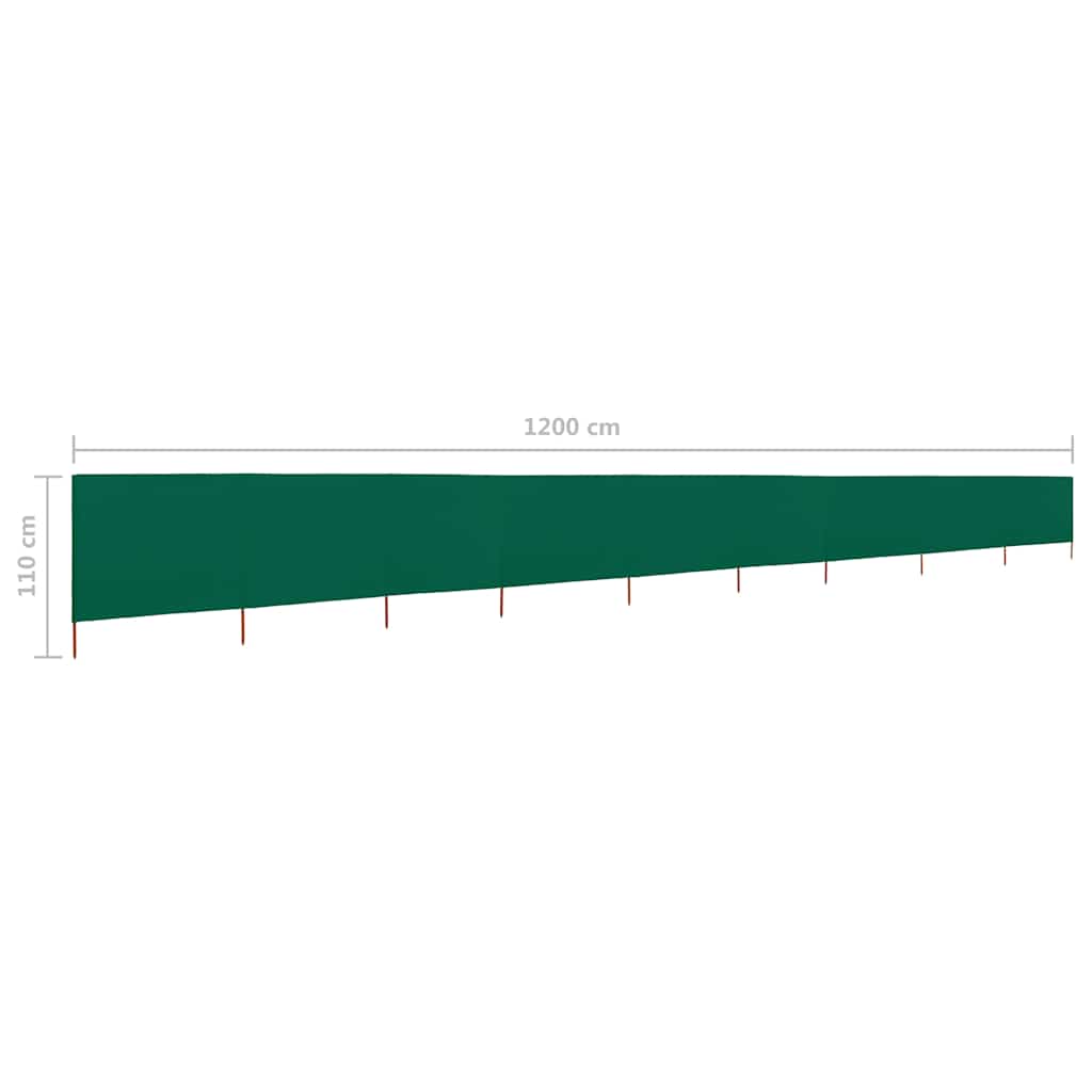 47187 vidaXL 9-panel Wind Screen Fabric 1200x80 cm Green