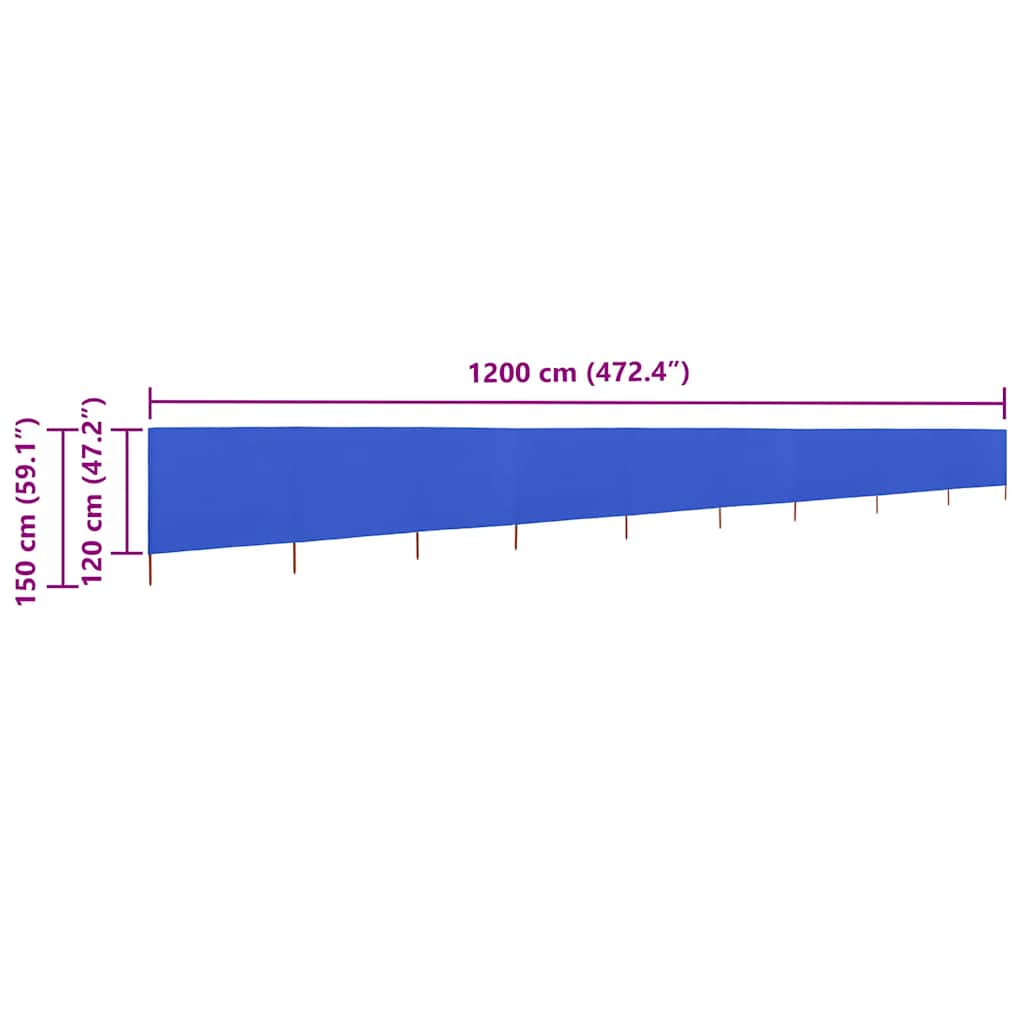 47197 vidaXL 9-panel Wind Screen Fabric 1200x120 cm Azure Blue