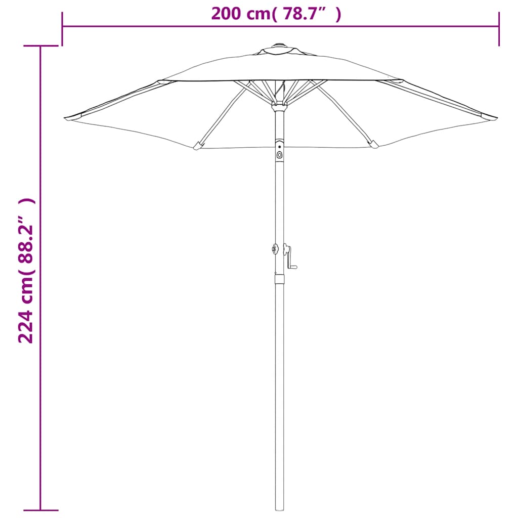 Garden Parasol | Black and dark grey | Aluminium, Polyester | Medium