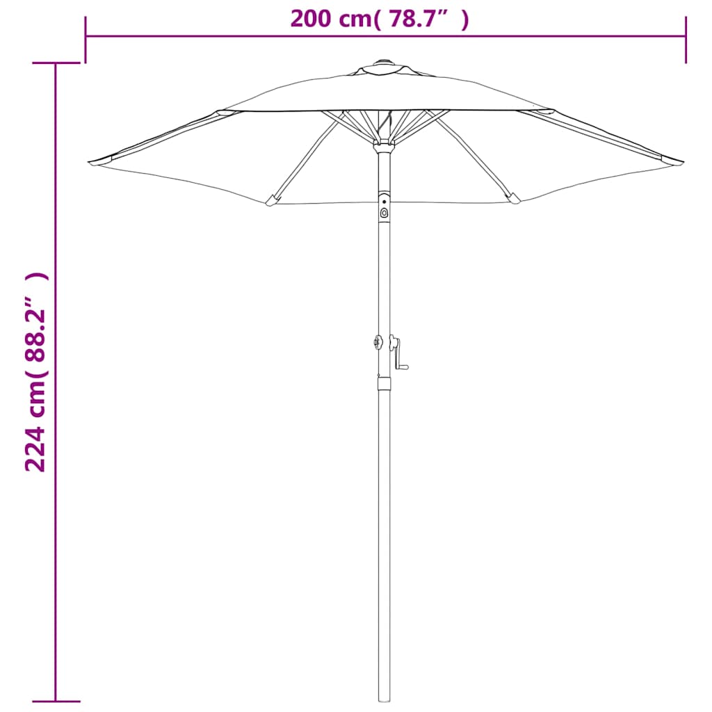 Parasol Blue 200x224 cm Aluminium