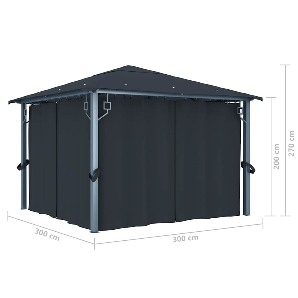 48043 vidaXL Gazebo with Curtain 300x300 cm Anthracite Aluminium