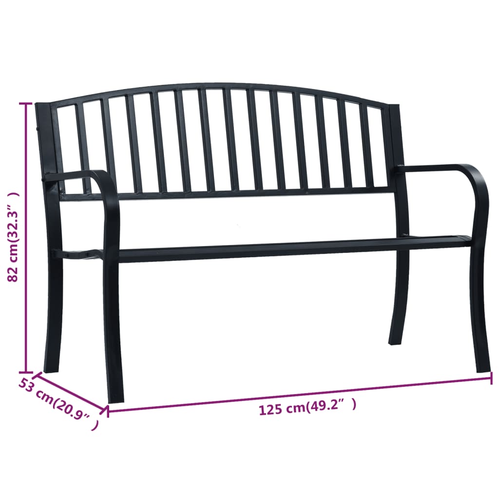 47941 vidaXL Garden Bench 125 cm Black Steel