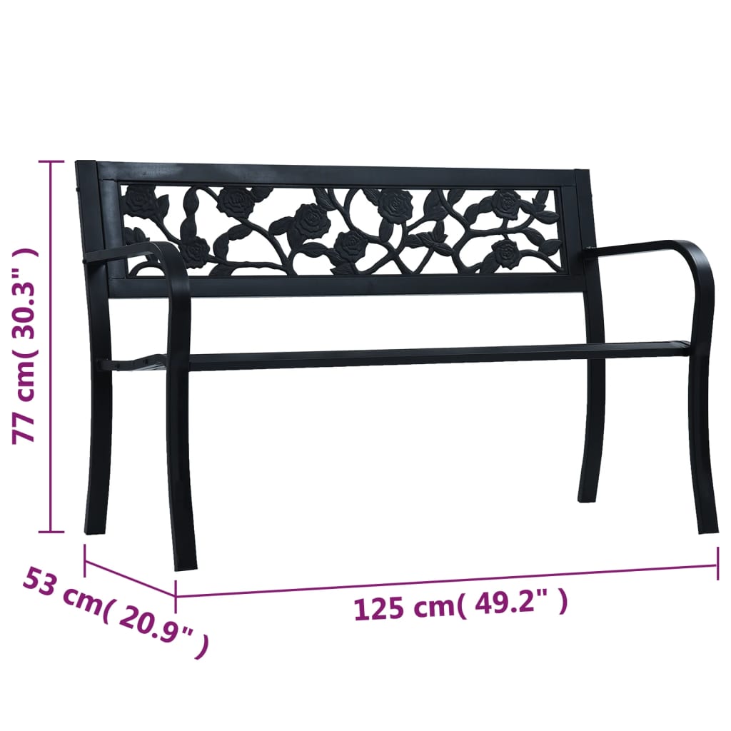 47942 vidaXL Garden Bench 125 cm Black Steel