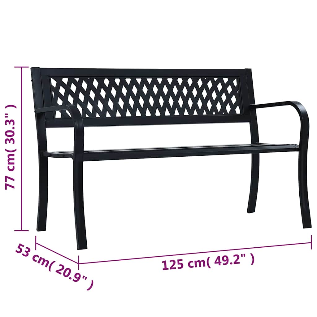 47943 vidaXL Garden Bench 125 cm Black Steel