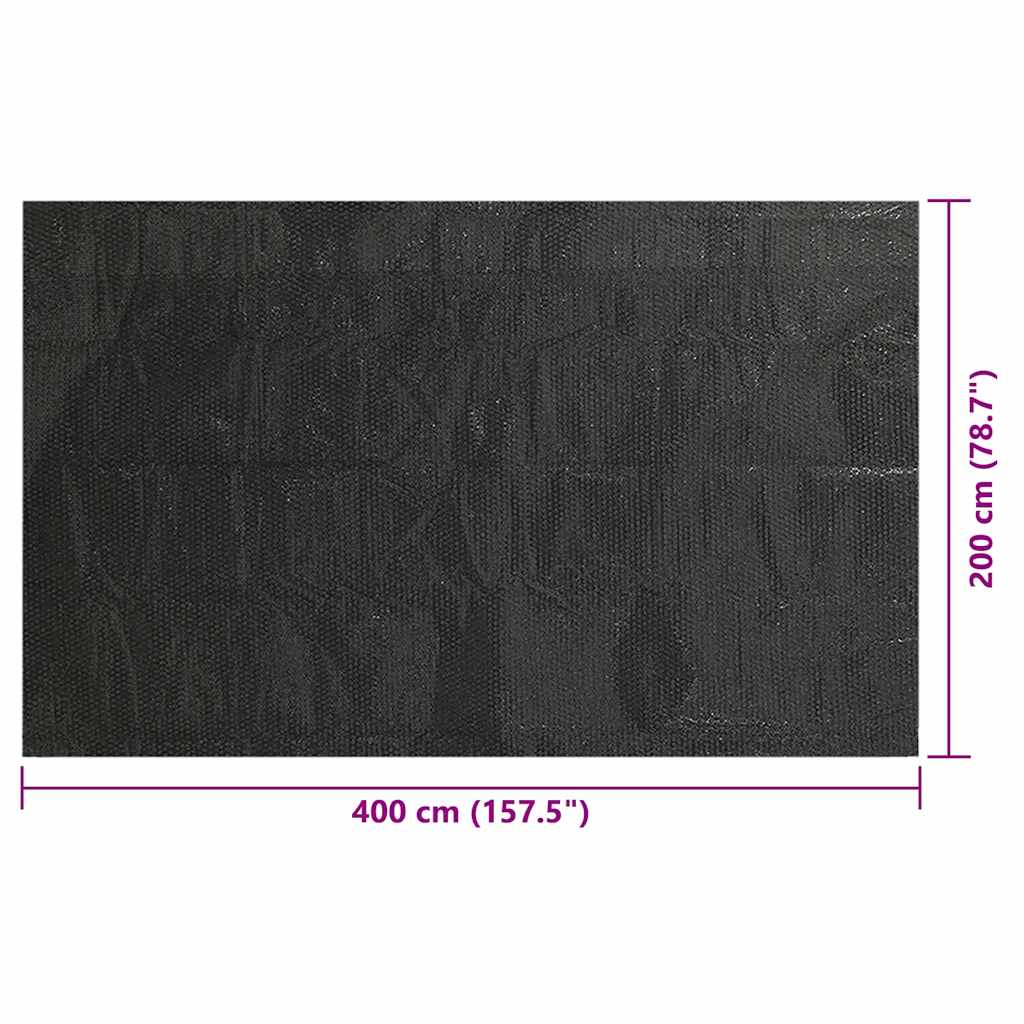 Pool Cover | Black | Polyethylene with air chambers | 400 x 200 cm