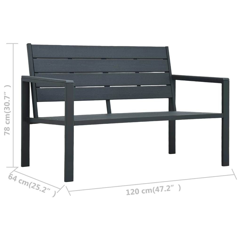 47874 vidaXL Garden Bench 120 cm HDPE Grey Wood Look