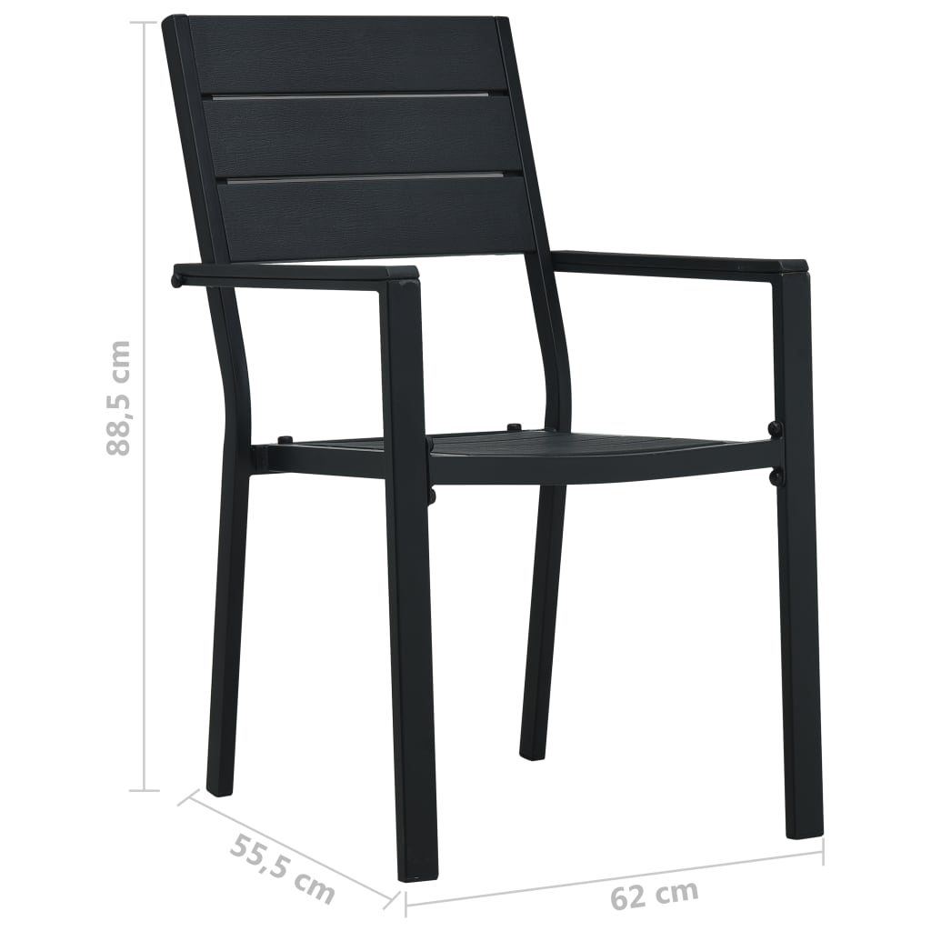 47885 vidaXL Garden Chairs 2 pcs Black HDPE Wood Look
