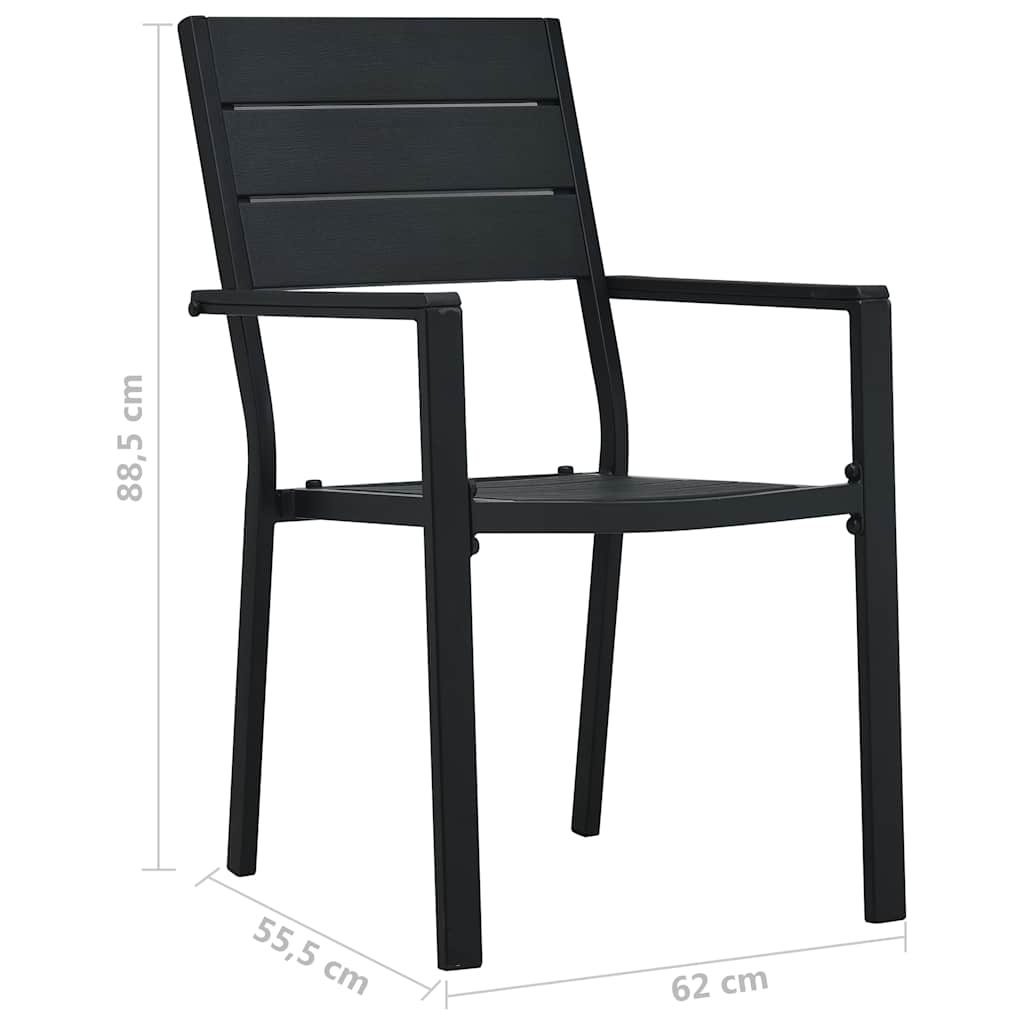 47886 vidaXL Garden Chairs 4 pcs Black HDPE Wood Look