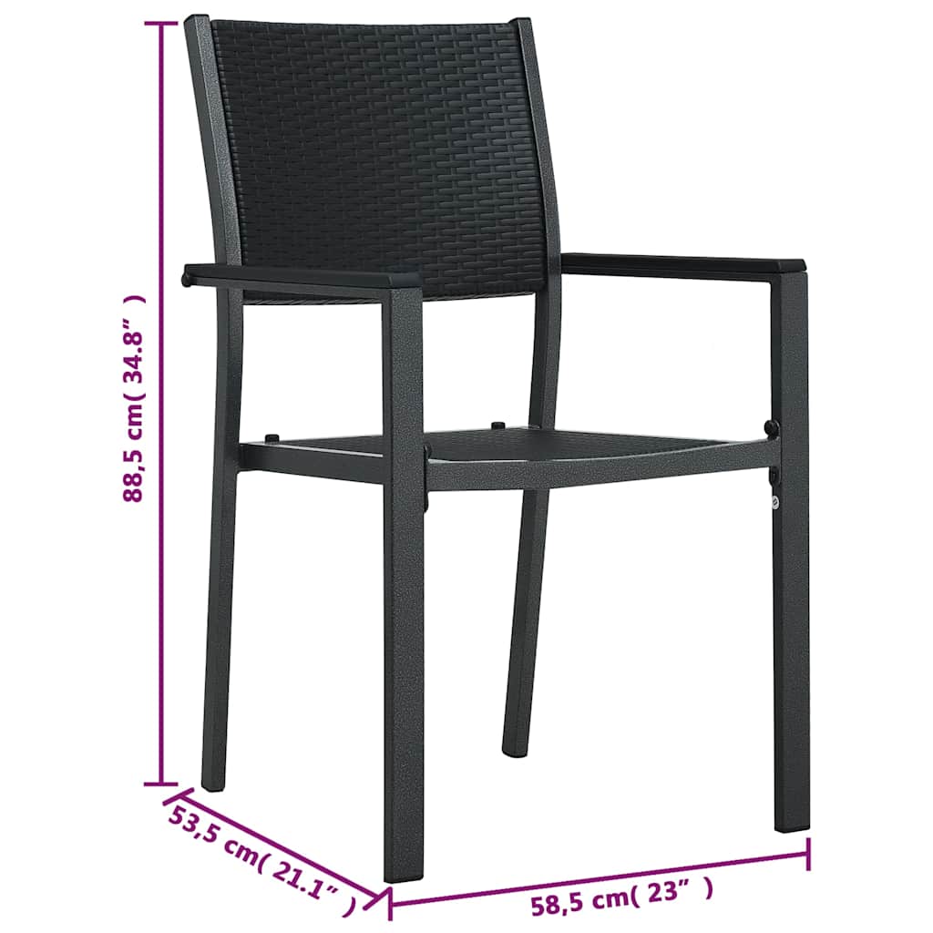 47890 vidaXL Garden Chairs 4 pcs Black Plastic Rattan Look