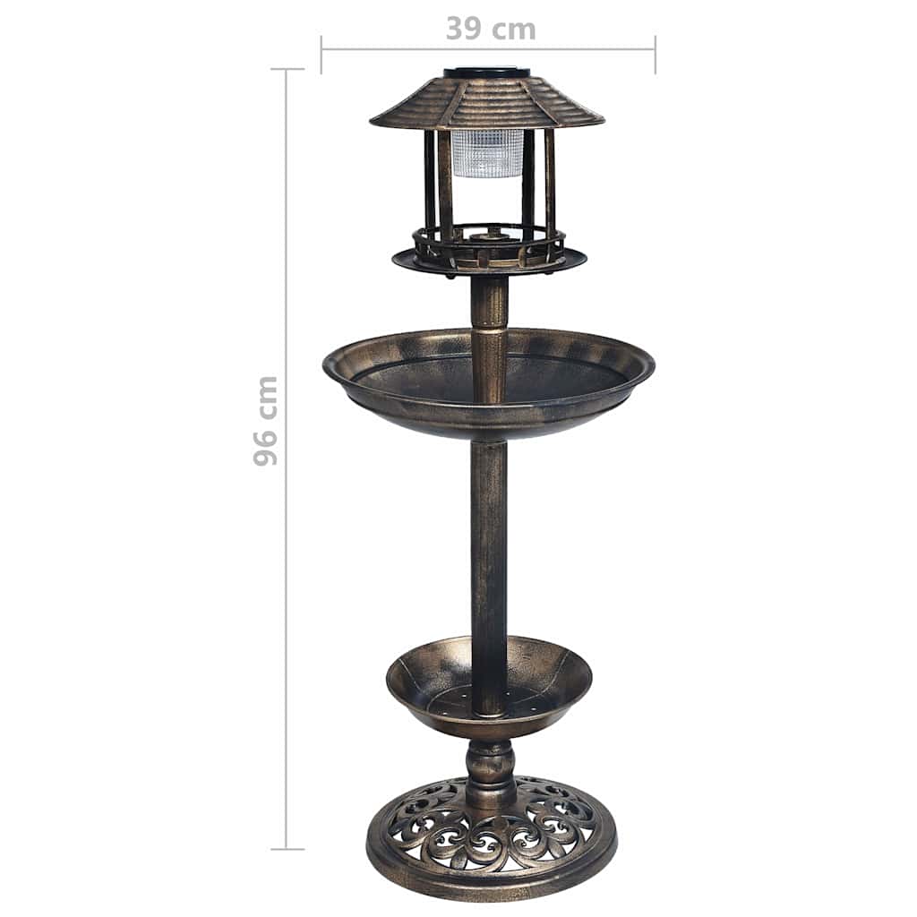 48221 vidaXL Decorative Birdbath with Solar Powered LED Lights Plastic