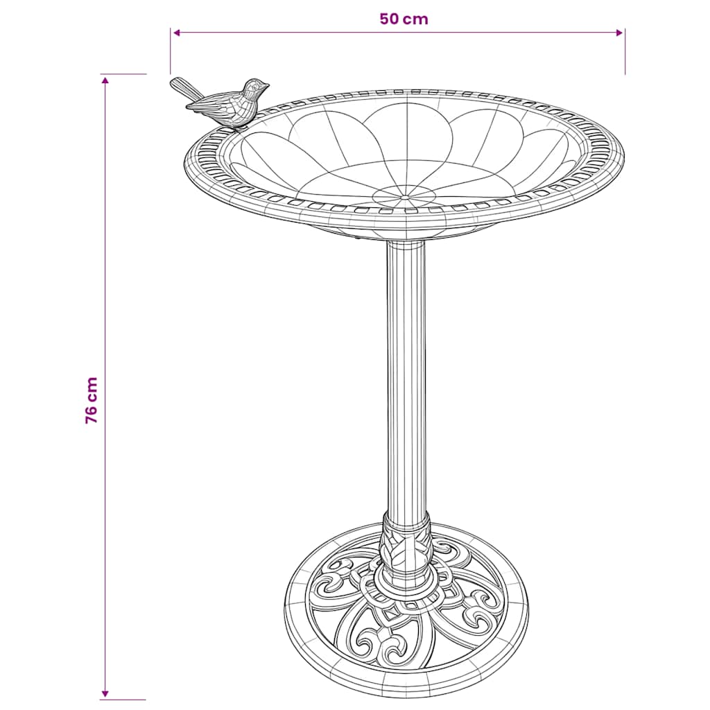 48223 vidaXL Garden Bird Bath Bronze Plastic