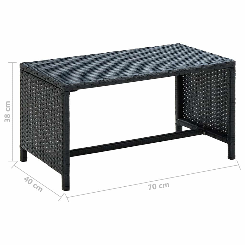 46392 vidaXL Coffee Table Black 70x40x38 cm Poly Rattan