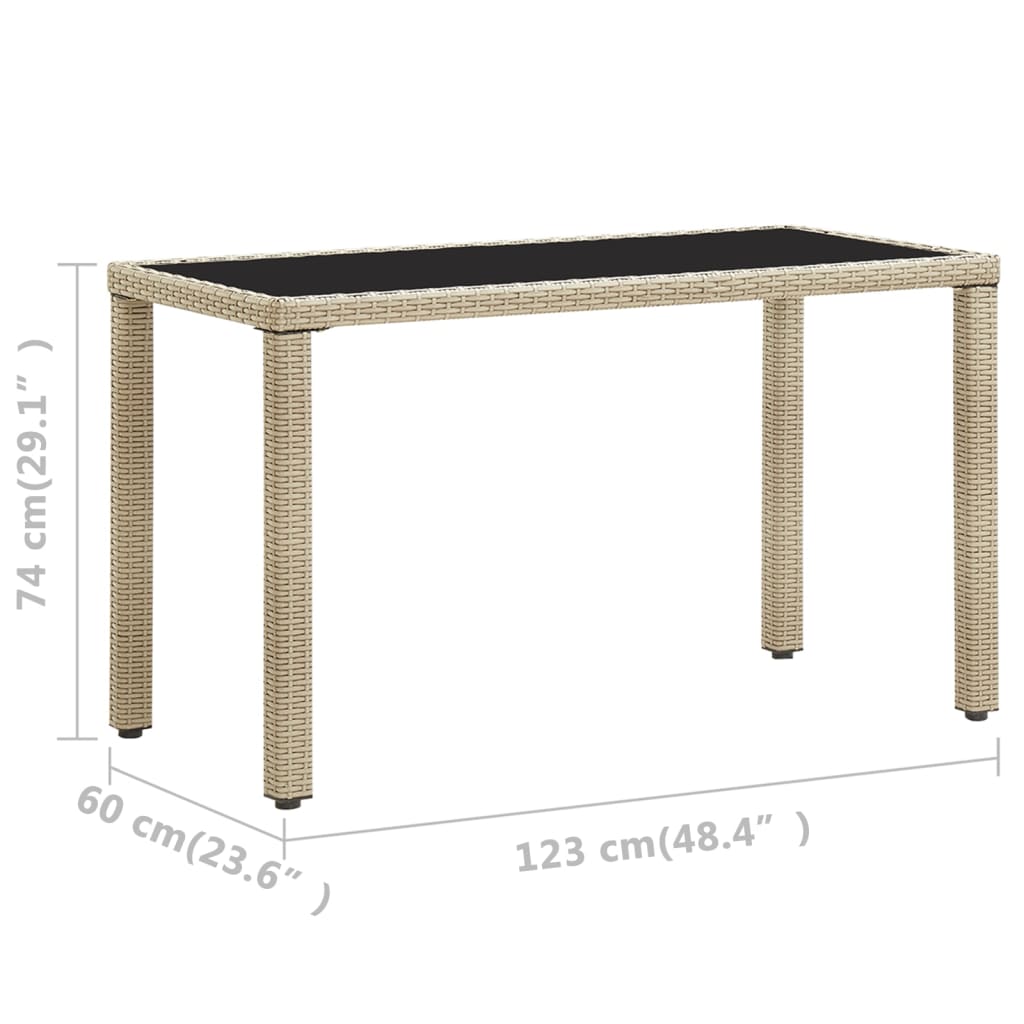 Outdoor Dining Table | Beige | PE rattan and steel with tempered glass