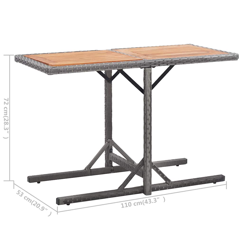 46457 vidaXL Garden Table Anthracite Poly Rattan and Solid Acacia Wood