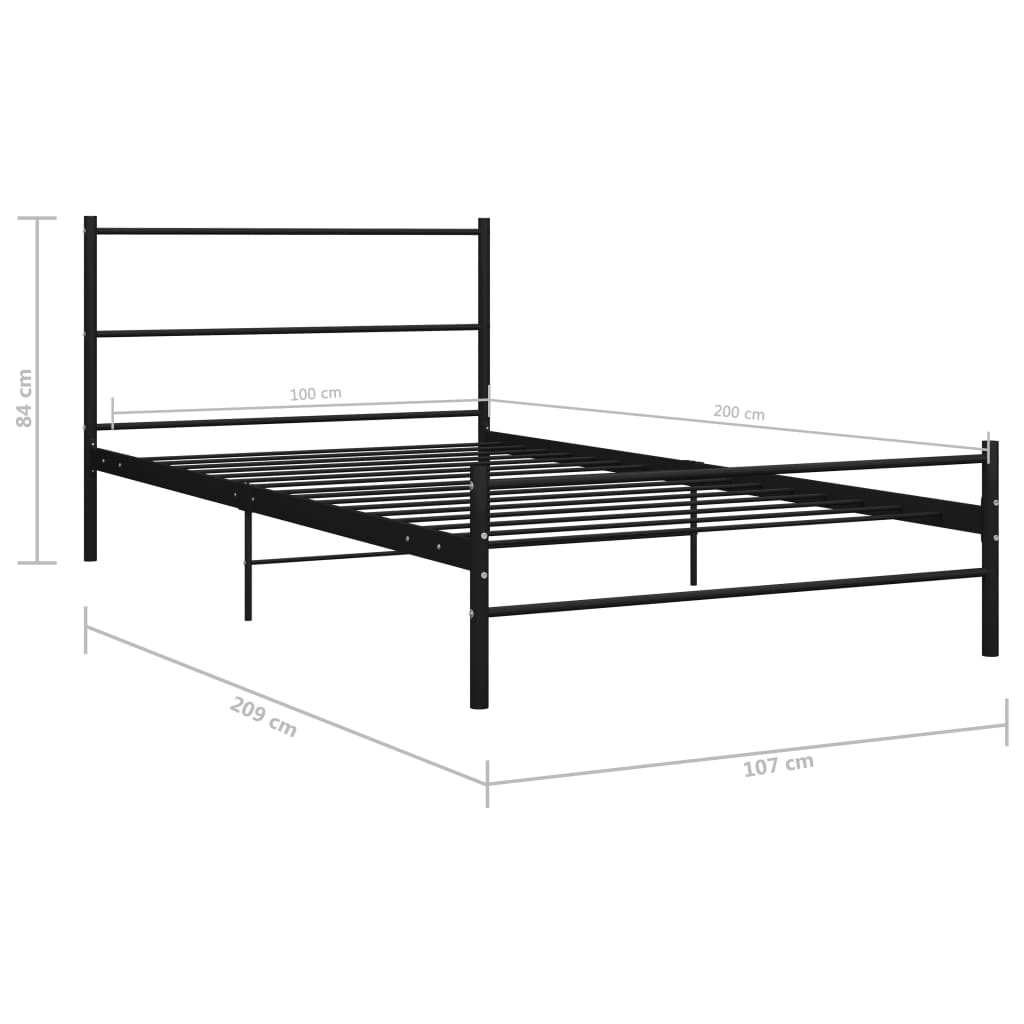 Bed Frame | Black | Metal | Single | Durable | Bed Frame | Rectangular