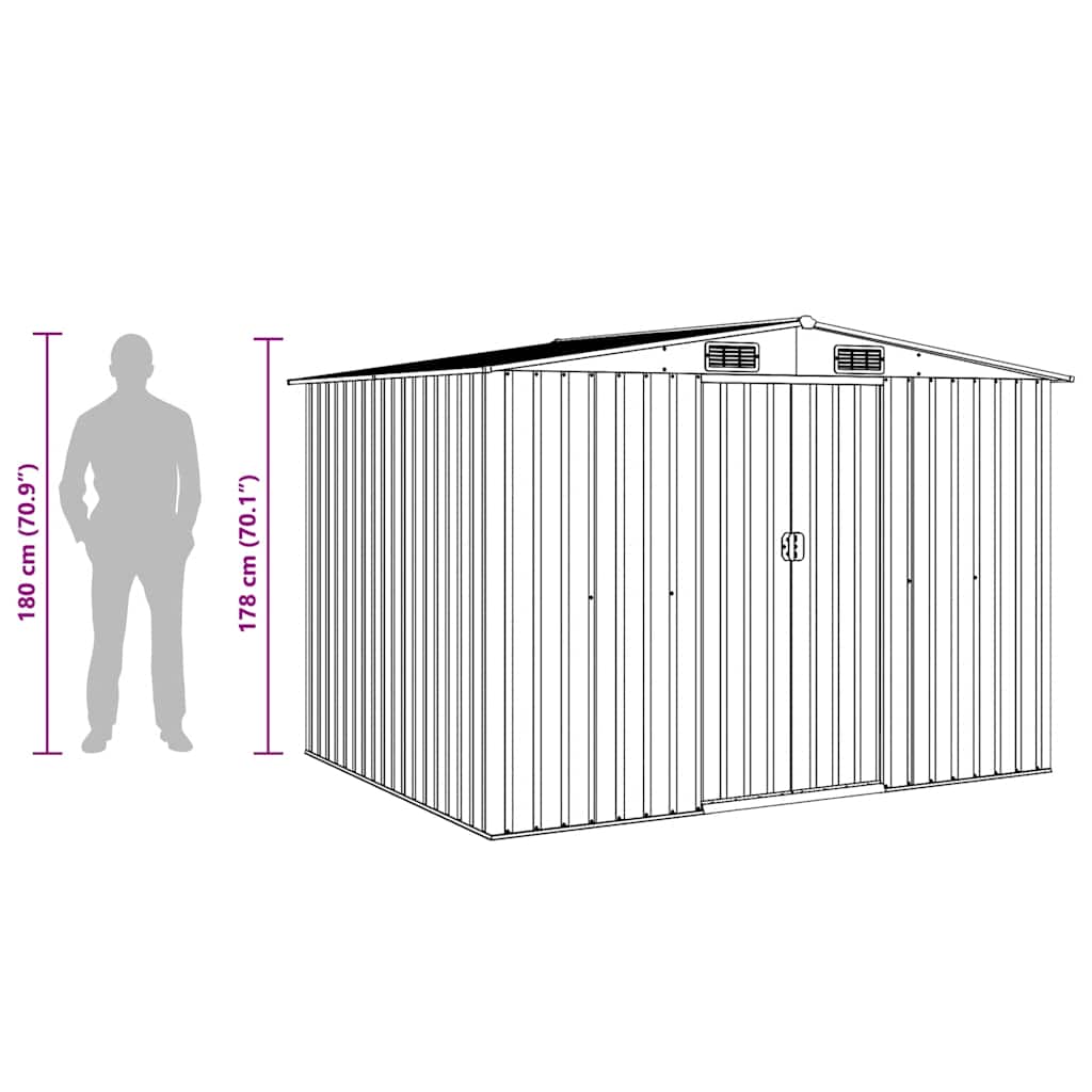 Garden Storage Shed Brown 257x205x178 cm Steel