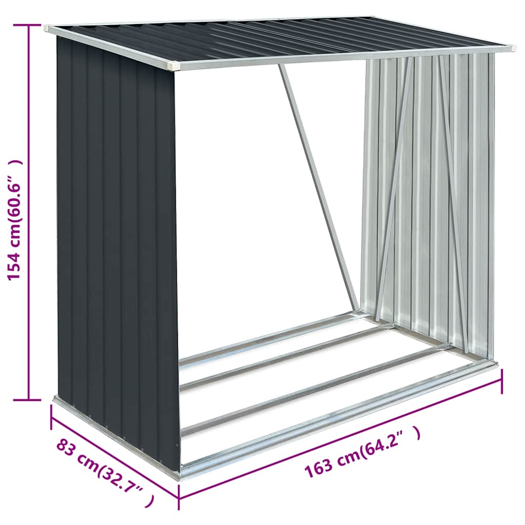 Garden Log Storage Shed 163x83x154 cm Anthracite