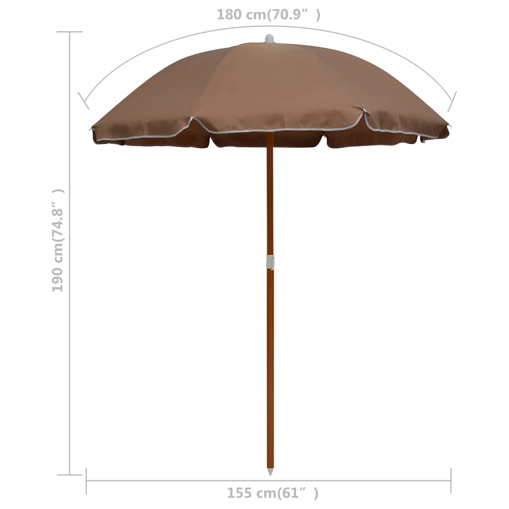 Garden Parasol | Taupe | Polyester, steel | 180 cm