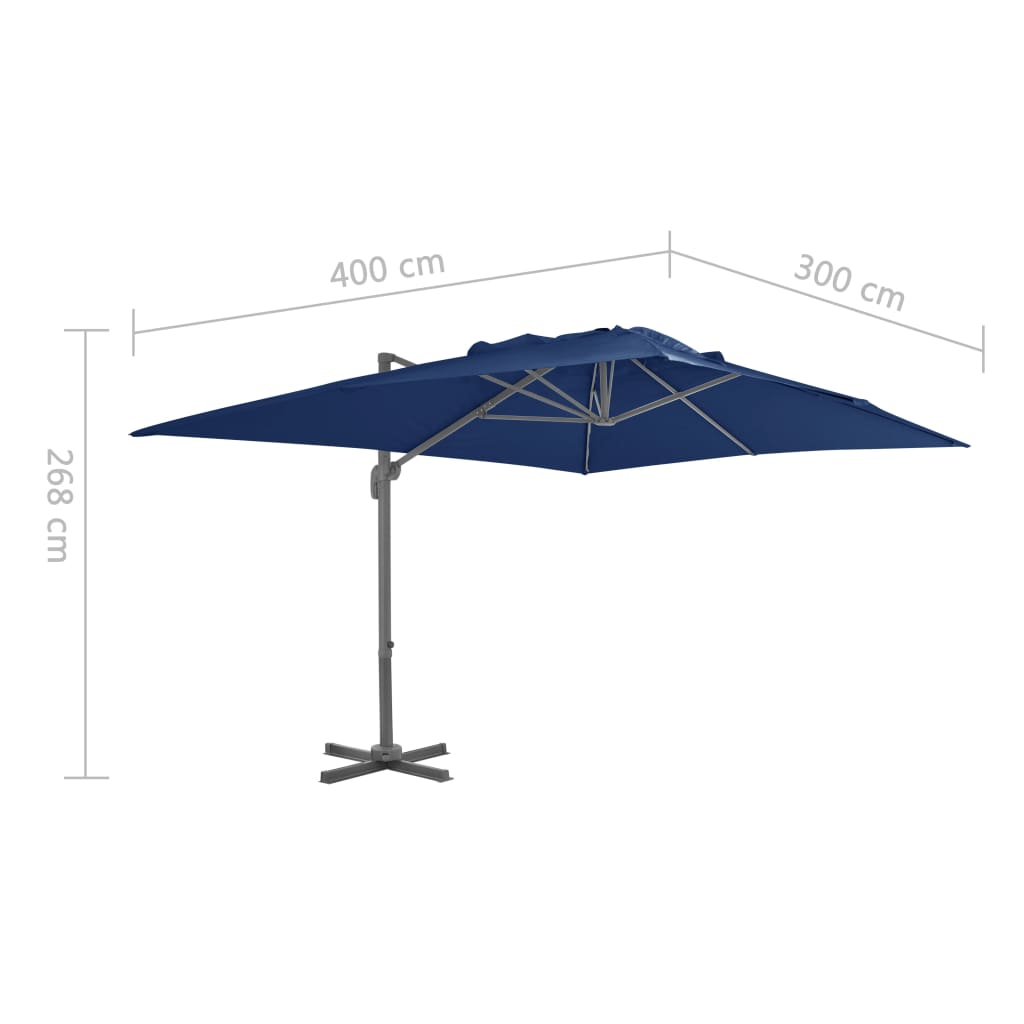 Cantilever Garden Parasol with Aluminium Pole 4x3 m Azure Blue
